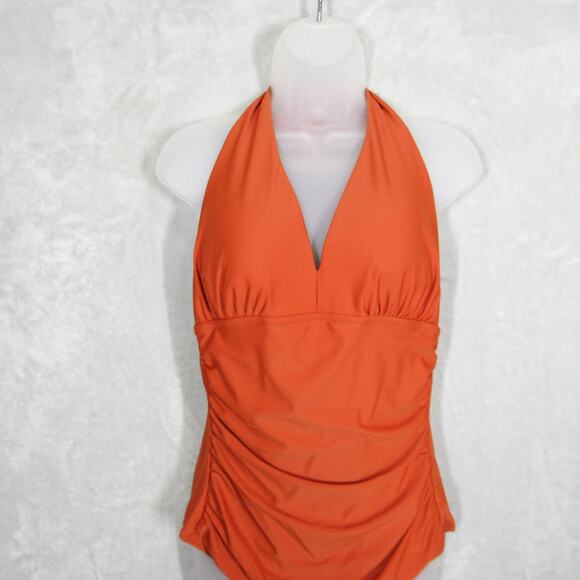 Åhléns Swimsuit Womens Large Halter One Piece Ruched Bathing Suit Swimwear - Picture 2 of 6